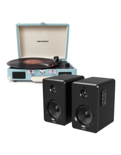 Cruiser Bluetooth Portable Turntable Turquoise + Bundled Majority D40 Bluetooth Speakers