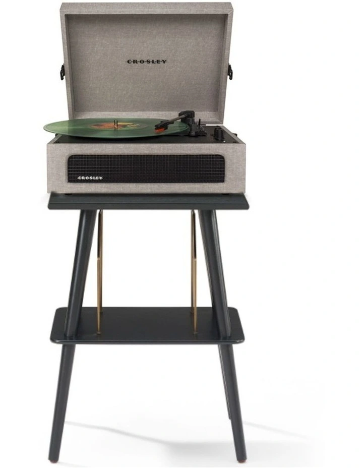 Voyager Bluetooth Portable Turntable Entertainment Stand Bundle in Grey image 1