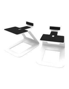 SE6W Elevated Desktop Large Speaker Pair Stands in White