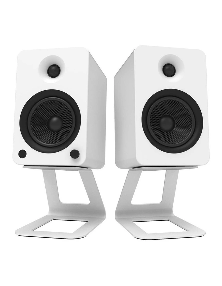 SE6W Elevated Desktop Large Speaker Pair Stands in White image 4