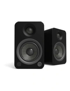 YU4 140W Powered Bookshelf Speakers with Bluetooth and Phono Preamp - Pair, Matte Black