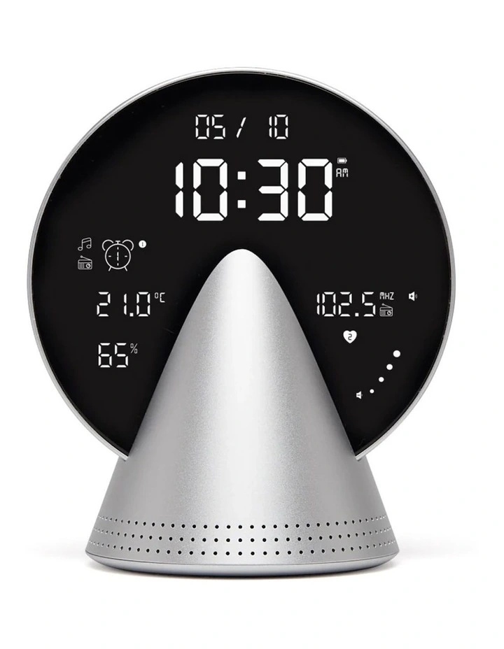 Conic Radio Alarm Clock With Fm & Built-In Bluetooth Speaker - Alu Polish image 1