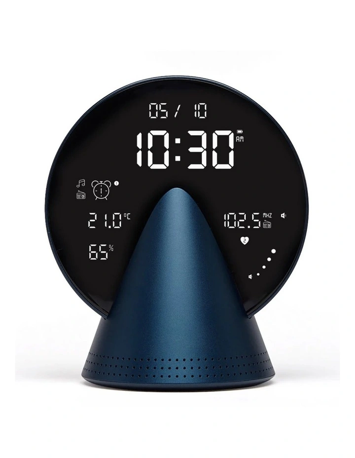 Conic Radio Alarm Clock With Fm & Built-In Bluetooth Speaker - Blue image 1