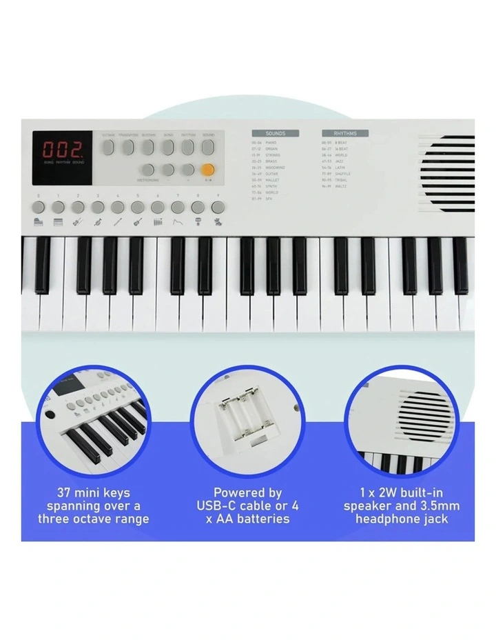 Mini Keyboard 37 Key Keyboard in White image 2