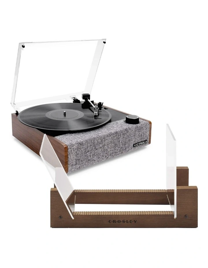 Eastwood II Turntable - Walnut   Bundled Crosley Record Storage Display Stand image 1
