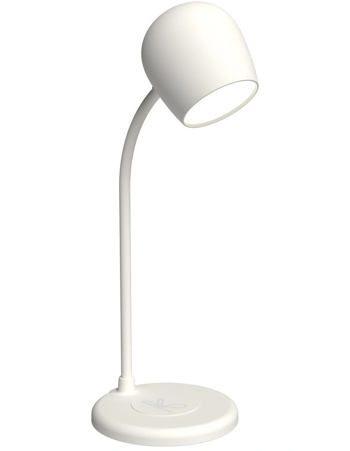 Ellie Lamp W/ Qi Charger And Bluetooth Speaker in White image 1