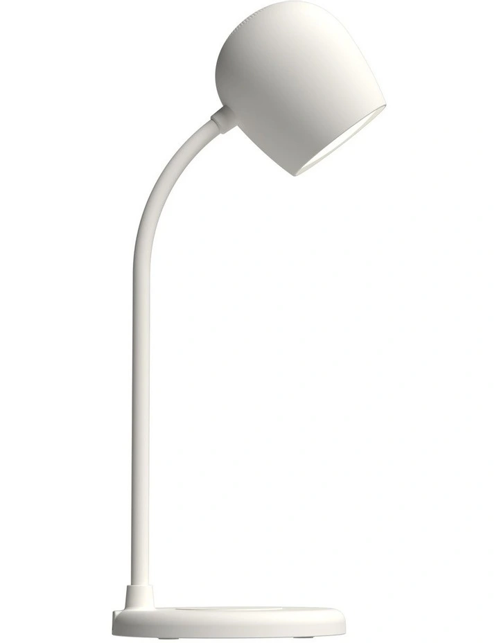 Ellie Lamp W/ Qi Charger And Bluetooth Speaker in White image 2