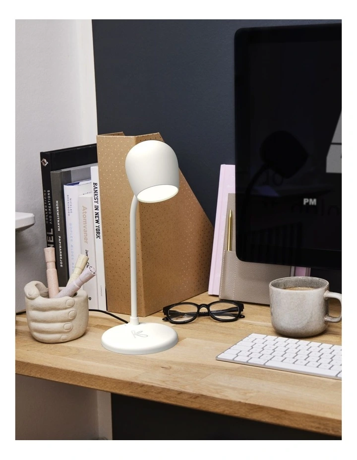 Ellie Lamp W/ Qi Charger And Bluetooth Speaker in White image 3