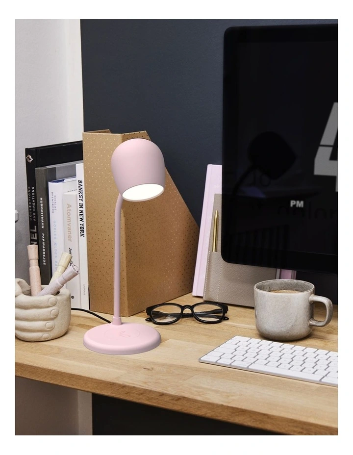 Ellie Lamp with Qi Charger And Bluetooth Speaker in Dusty Rose image 3