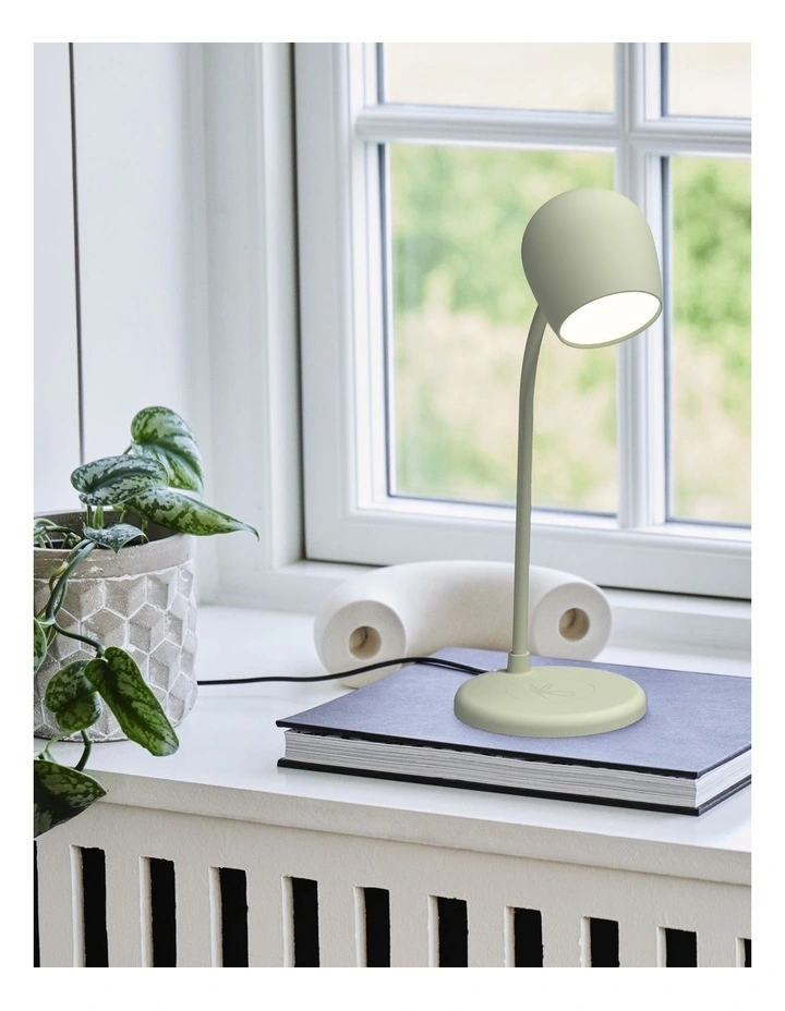 Ellie Lamp with Qi Charger And Bluetooth Speaker in Dusty Olive image 3