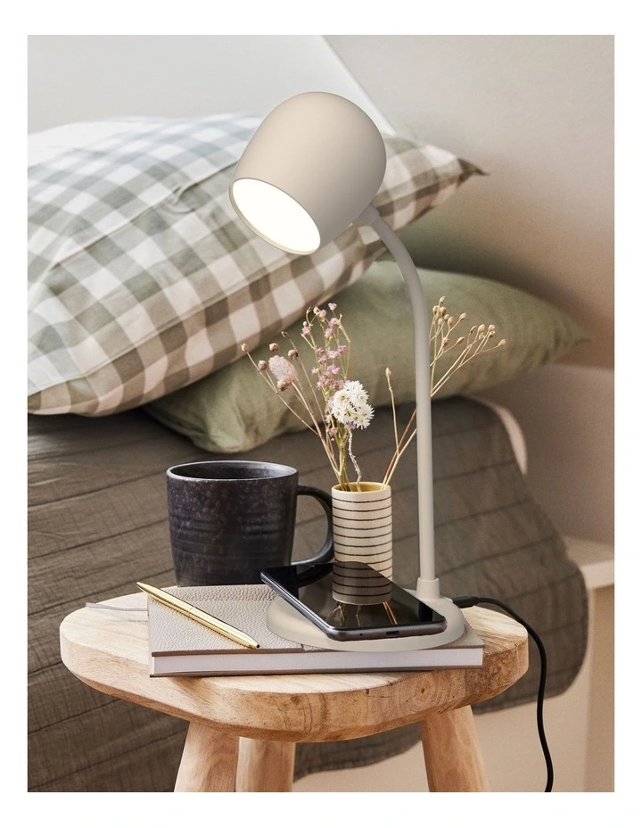 Ellie Lamp with Qi Charger And Bluetooth Speaker in Ivory Sand image 3