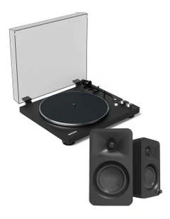 OBI3 Turntable With ORA 100W Powered Speakers in Matte Black