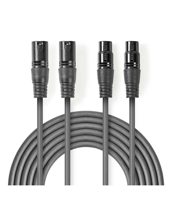 Balanced Audio Cable XLR 3-Pin M-F PAIR 1.5m 2x image 2