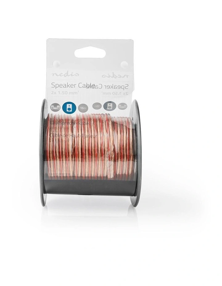 Speaker Cable And Copper Round PVC Transparent Reel 2x 1.50 mm 15.0m in White image 2