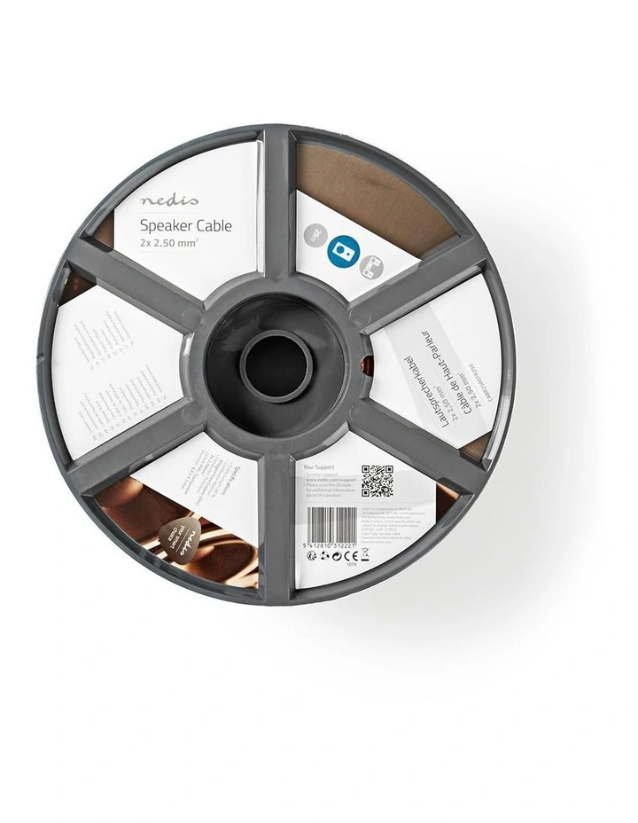 Speaker Cable And Copper Round PVC Transparent Reel 2x 2.50mm 25.0m in White image 2