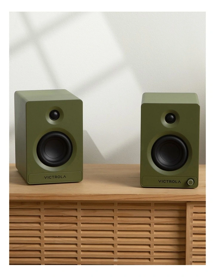 Automatic Turntable Victrola Tempo Bookshelf Speakers Bundle - Green image 4