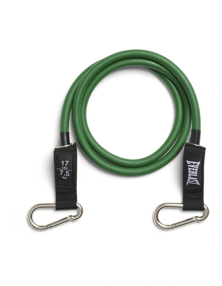 RESISTANCE TUBE WITH CARABINER CLIPS 7.5KG, GREEN image 1
