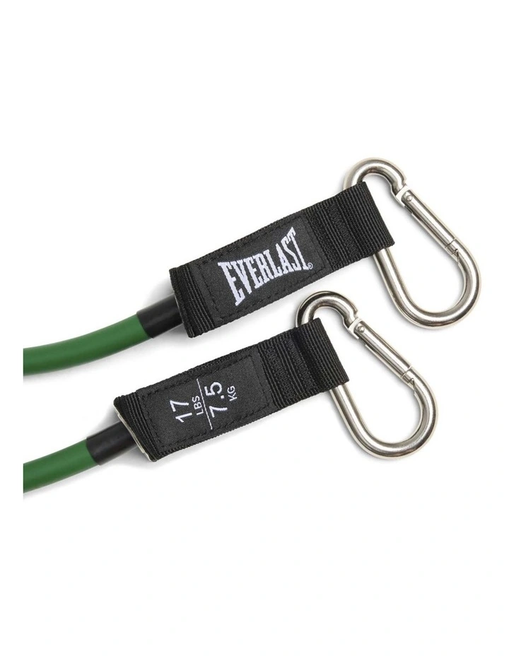 RESISTANCE TUBE WITH CARABINER CLIPS 7.5KG, GREEN image 2