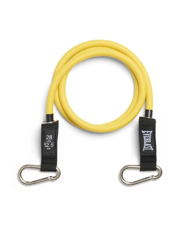 RESISTANCE TUBE WITH CARABINER CLIPS 12.5KG, YELLOW image 1