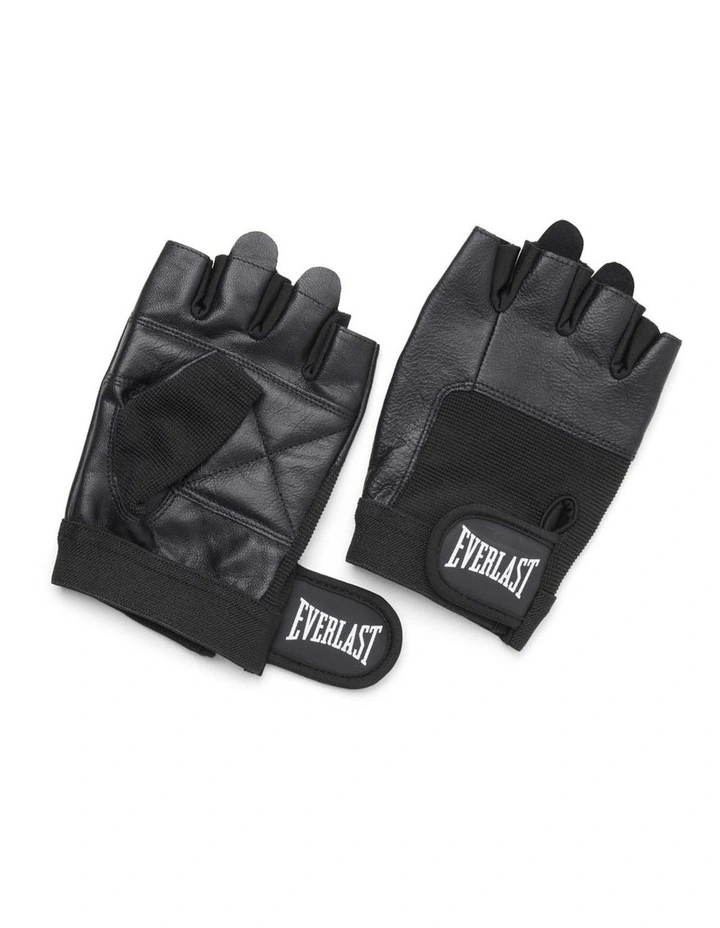 Leather Fitness Gloves in Black image 1