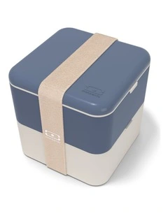 Square Bento Lunch Box in Blue Natural