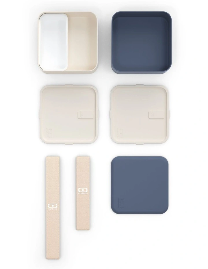 Square Bento Lunch Box in Blue Natural image 2