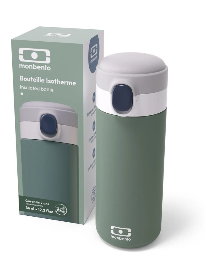 Pop Insulated Bottle in Green Natural image 3