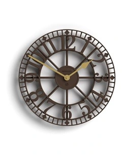 Warehouse Wall Clock in Mocha Brown