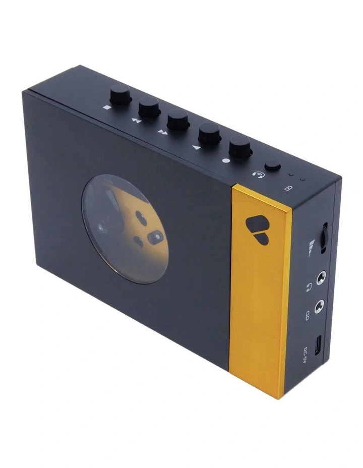Portable Cassette Player & Recorder in Amy, Black & Yellow image 2