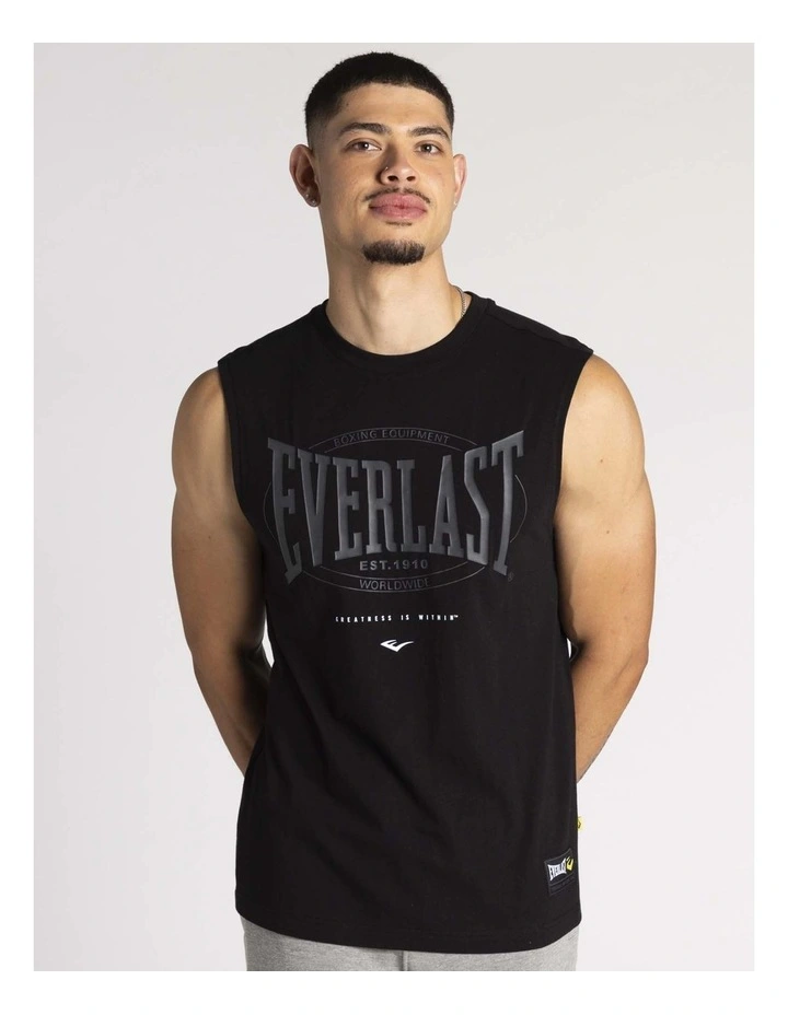 Worldwide Jersey Muscle Tee in Black image 1