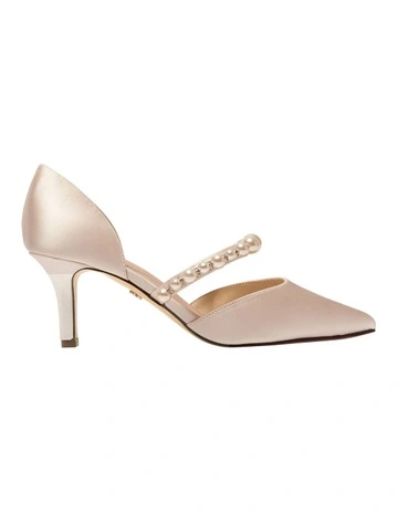 Blair Heeled Shoes in Pearl Rose Crystal Satin