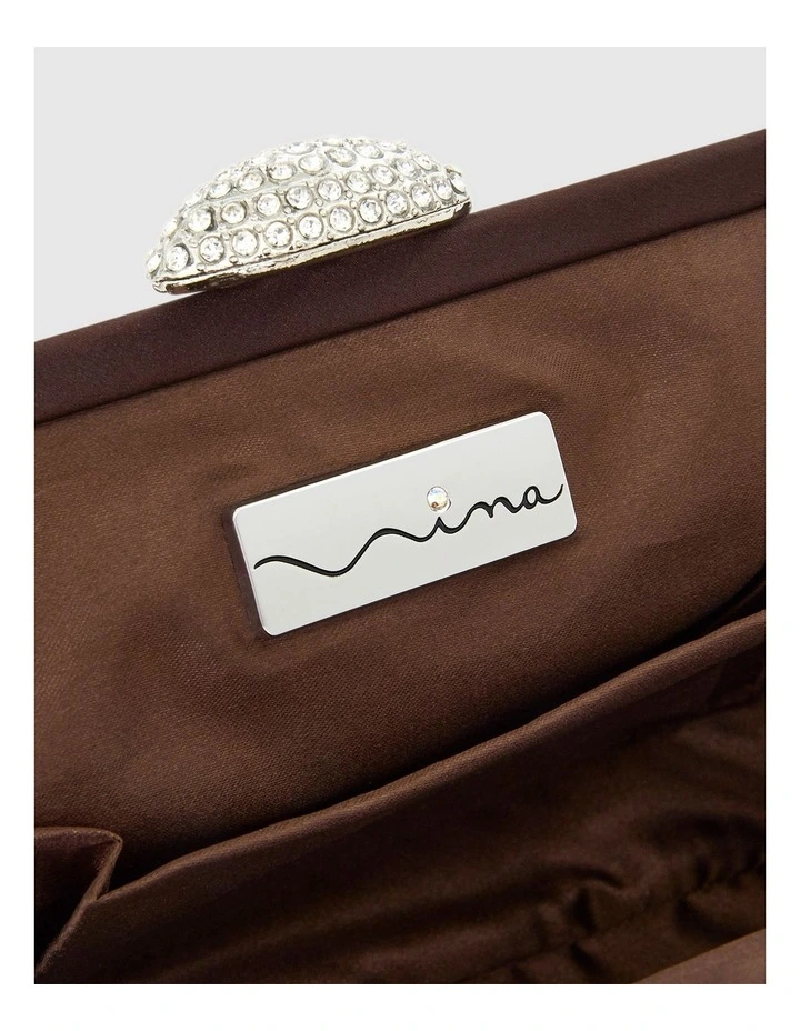 Concord Evening Bag in Chocolate Satin image 4