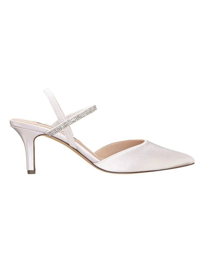 Billie Heeled Shoes in Ivory Crystal Satin image 1