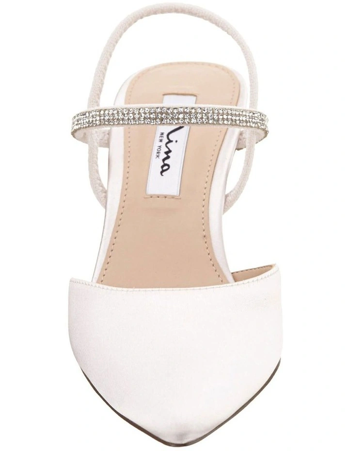 Billie Heeled Shoes in Ivory Crystal Satin image 3
