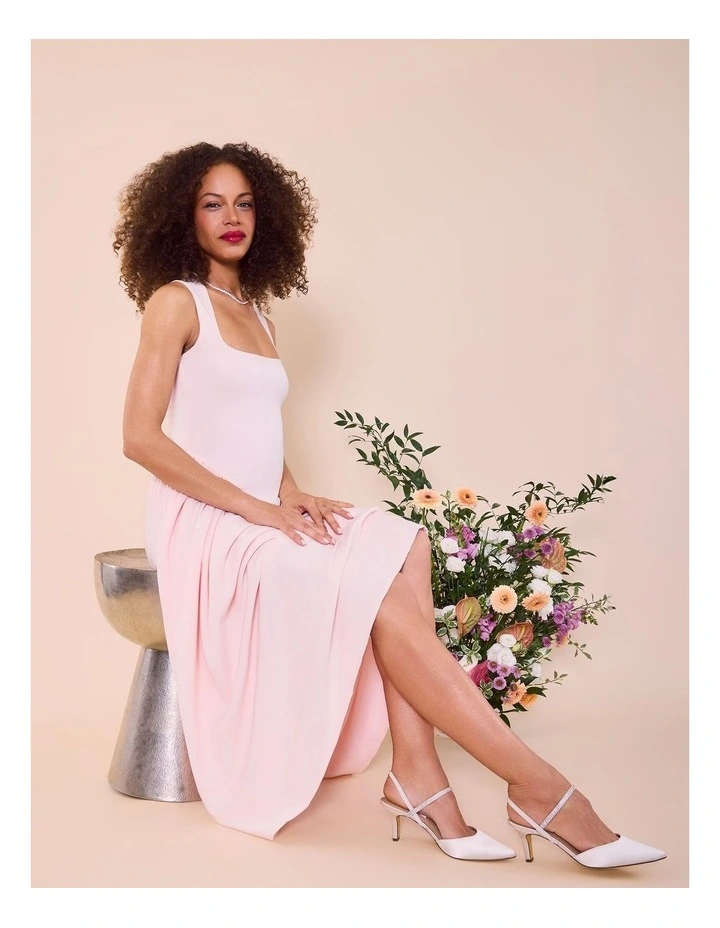 Billie Heeled Shoes in Ivory Crystal Satin image 4