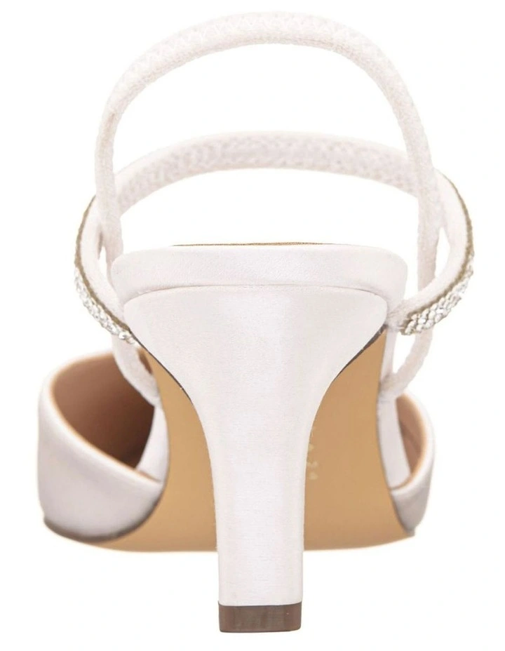 Billie Heeled Shoes in Ivory Crystal Satin image 5