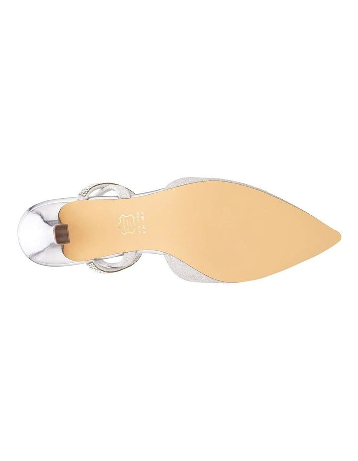 Billie Heeled Shoes in Silver Vinyl Glitter image 5