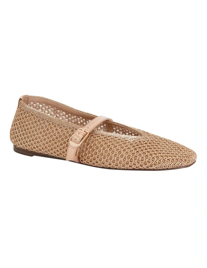 Cynthia Ballet Flats in Gold Weave image 2