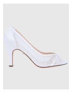 Flavia Heeled Shoes in White Crystal Met Foil