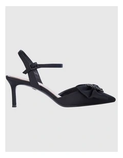 Naomia Heeled Shoes in Black Luster Satin