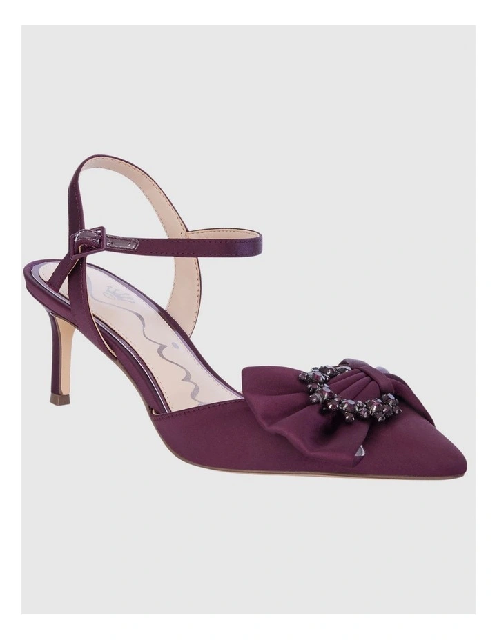 Naomia Heeled Shoes in Bordeaux Crystal Satin image 2