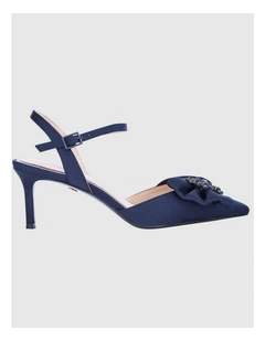 Naomia Heeled Shoes in New Navy Luster Satin