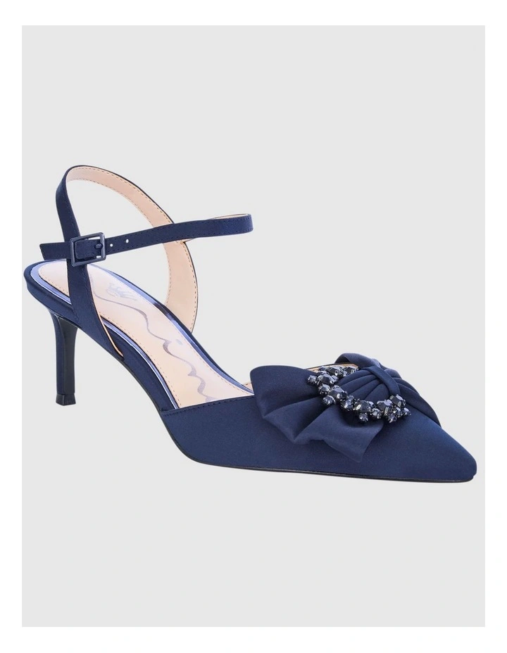 Naomia Heeled Shoes in New Navy Luster Satin image 2