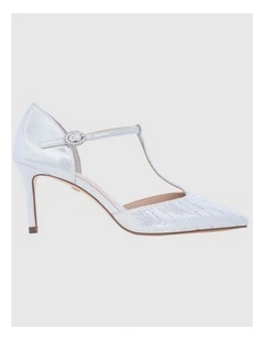 Neddie Heeled Shoes in True Silver Suedette