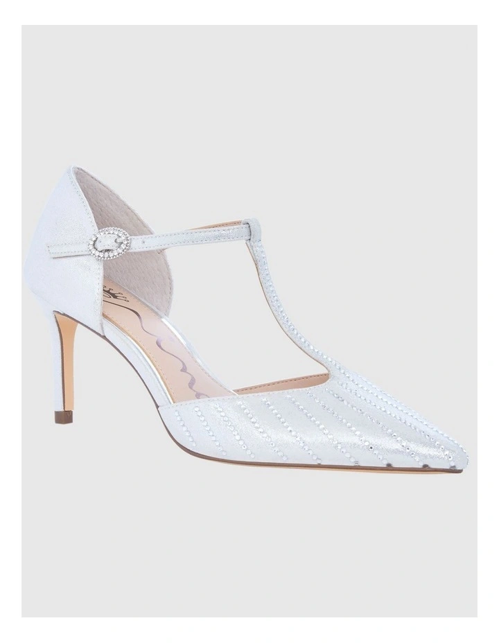 Neddie Heeled Shoes in True Silver Suedette image 2