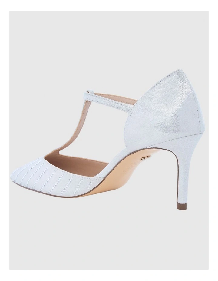 Neddie Heeled Shoes in True Silver Suedette image 3