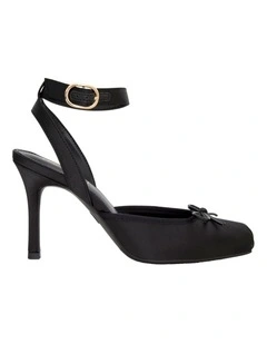 Vanessa Heeled Shoes in Black Satin