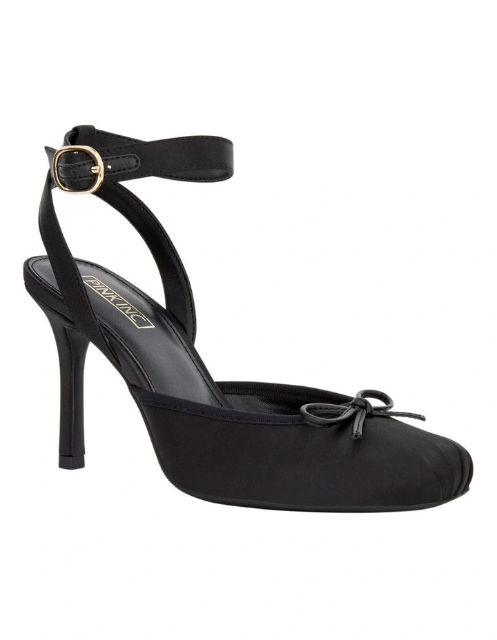 Vanessa Heeled Shoes in Black Satin image 2