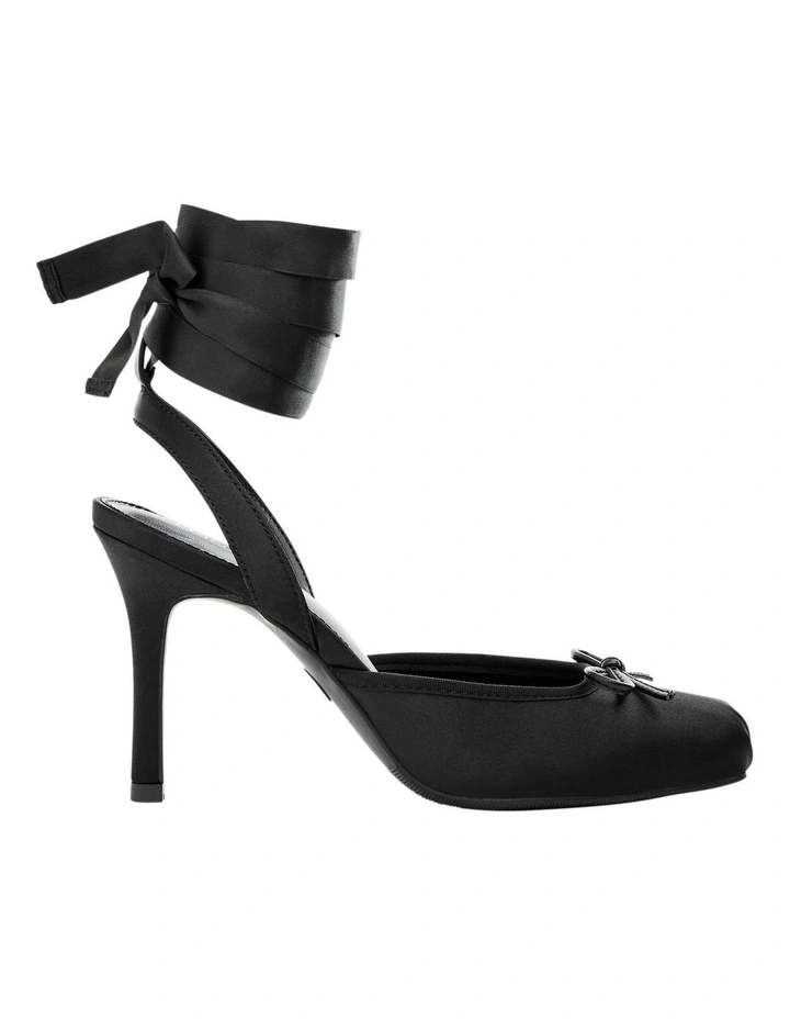 Vanessa Heeled Shoes in Black Satin image 4