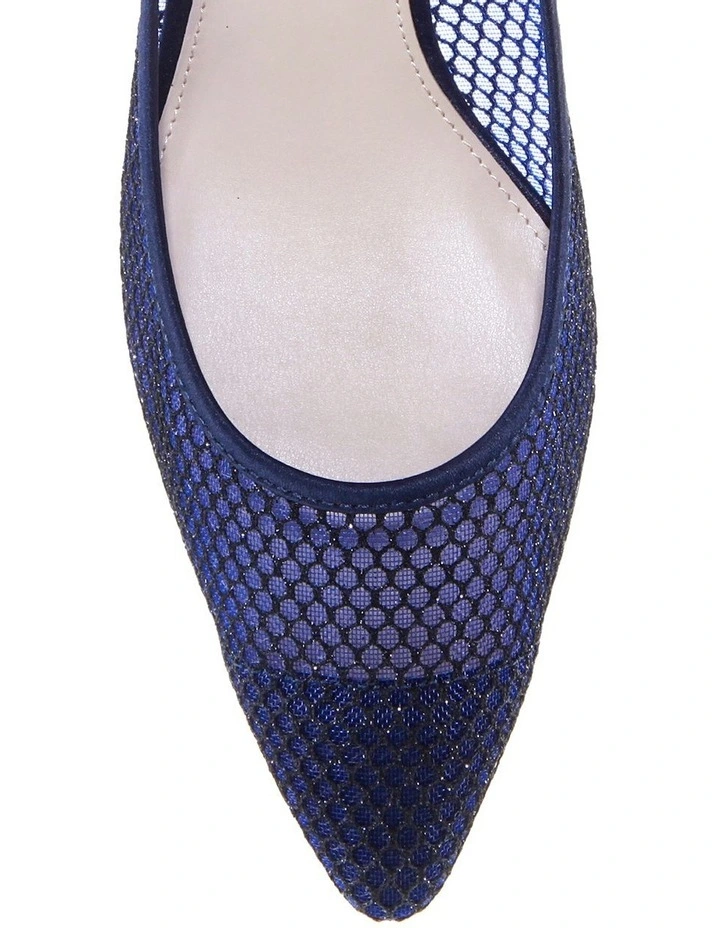 Niley Navy Luster Satin Heeled shoes image 3